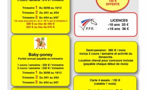 Tarifs des cours d'équitation aux Écuries du Rosey, Poney-club dans le pays de Gex