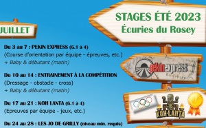 Planning des stages d'équitation au poney club des Écuries du Rosey dans le pays de Gex